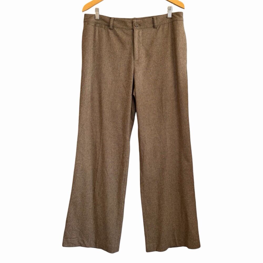 Ralph Lauren Wool Blend Trouser Pants Womens 12 Brown Preppy Old Money Heritage